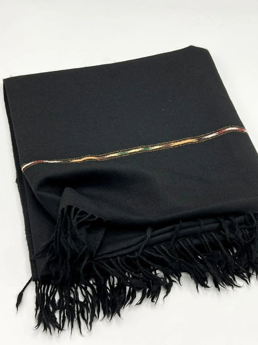 BLACK COLOUR PASHMINA WOOLEN SHAWL FOR MEN LIGHT-WEIGHT